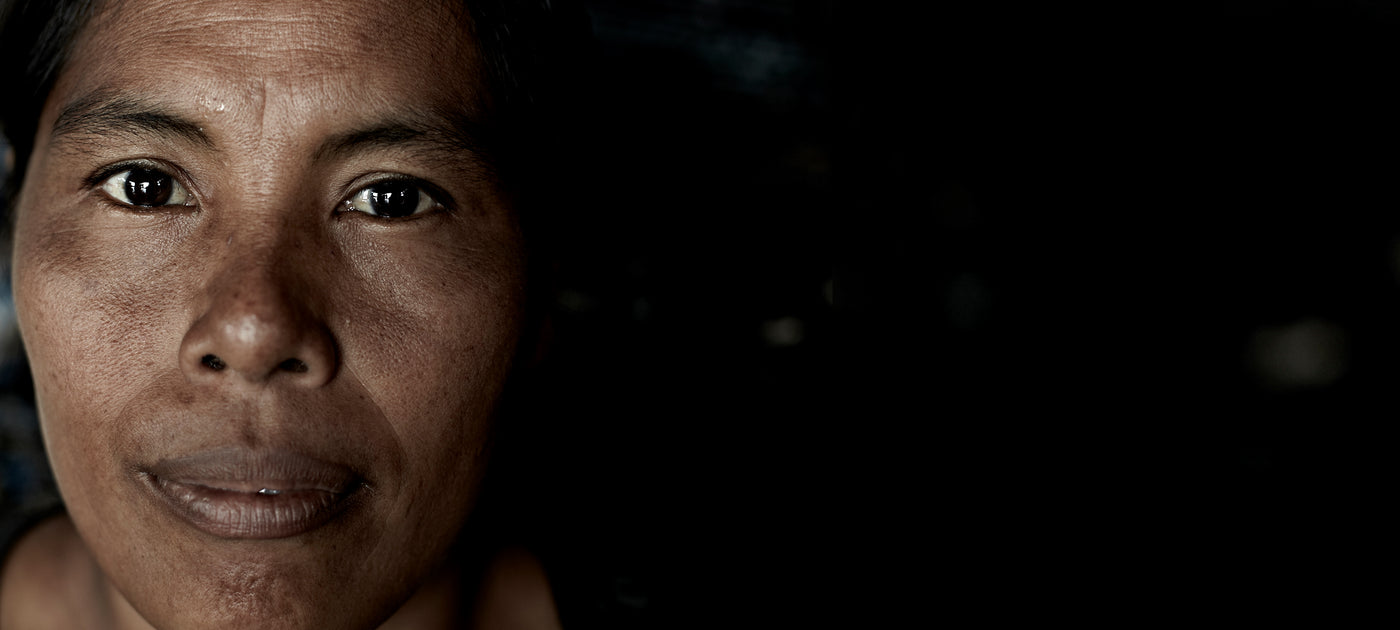 Woman's portrait blank facial expression to the camera.