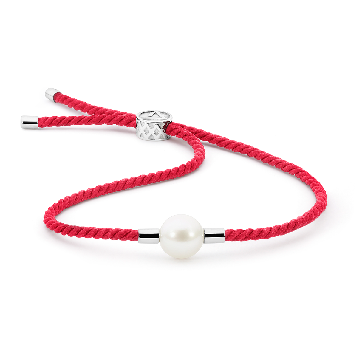 Coral Pearl Silk Cord Bracelet 925SS