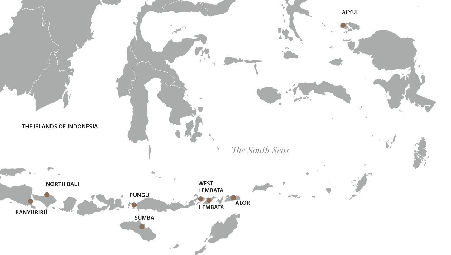 Map of Indonesia with labeled locations including Banyubiru, North Bali, West Lembata, and others.