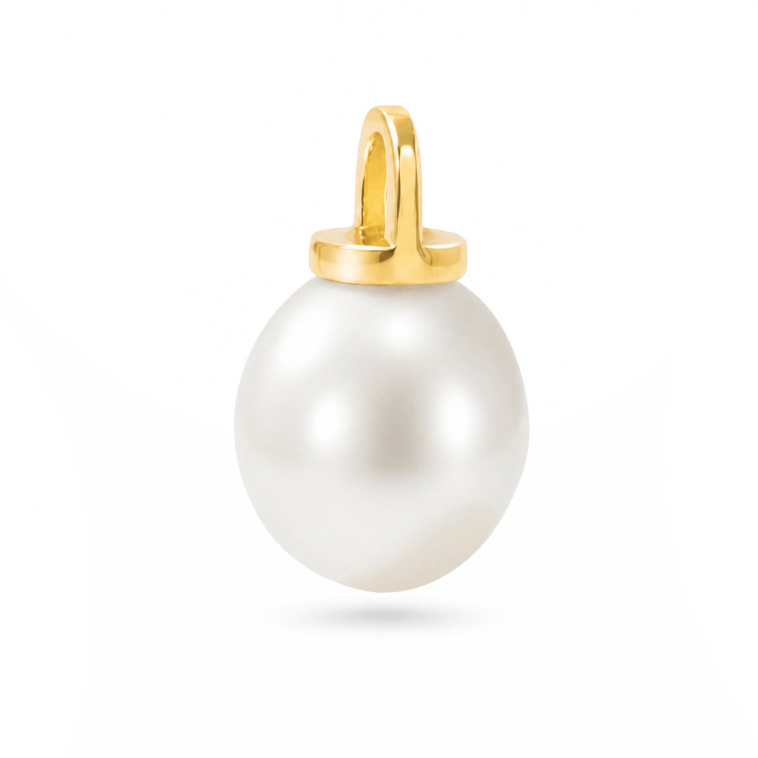 Pearl pendant with gold top on a white background