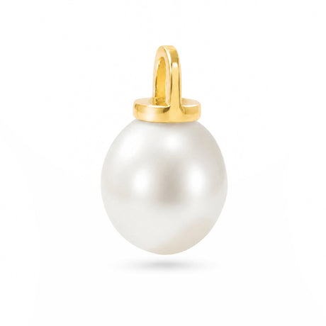 Pearl pendant with gold top on a white background