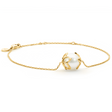 This 18K yellow gold bracelet features a 9mm semi-round white South Sea pearl (C1 grade). With 2 flower detailed cups on either side of the pearl. Adjustable from 16cm to 20cm, it combines elegance with natural beauty, offering a versatile and timeless accessory for any occasion.