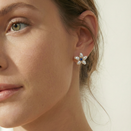 Fleur Keshi Pearl Studs 18KYG