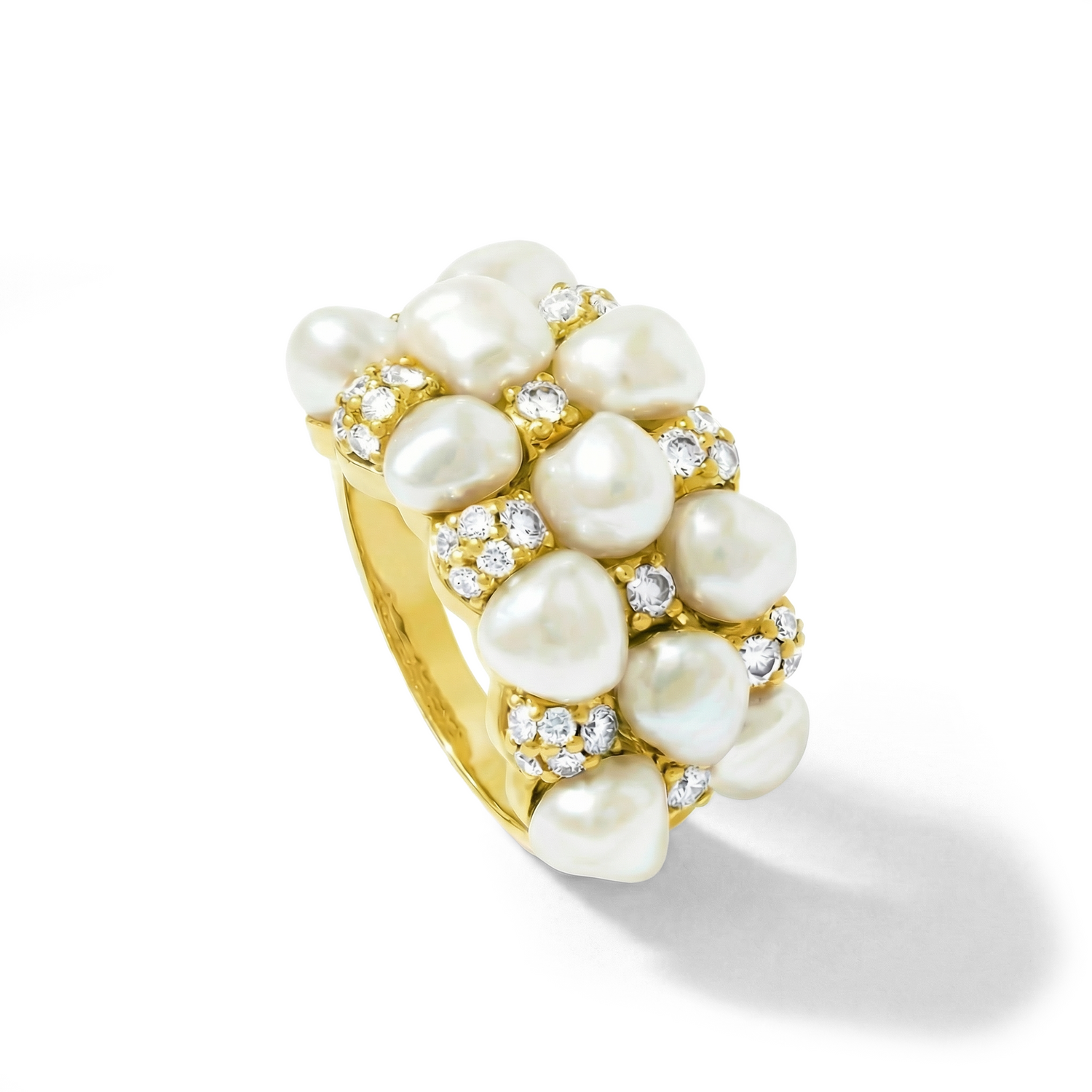 Keshi & Diamond Ring 18KYG