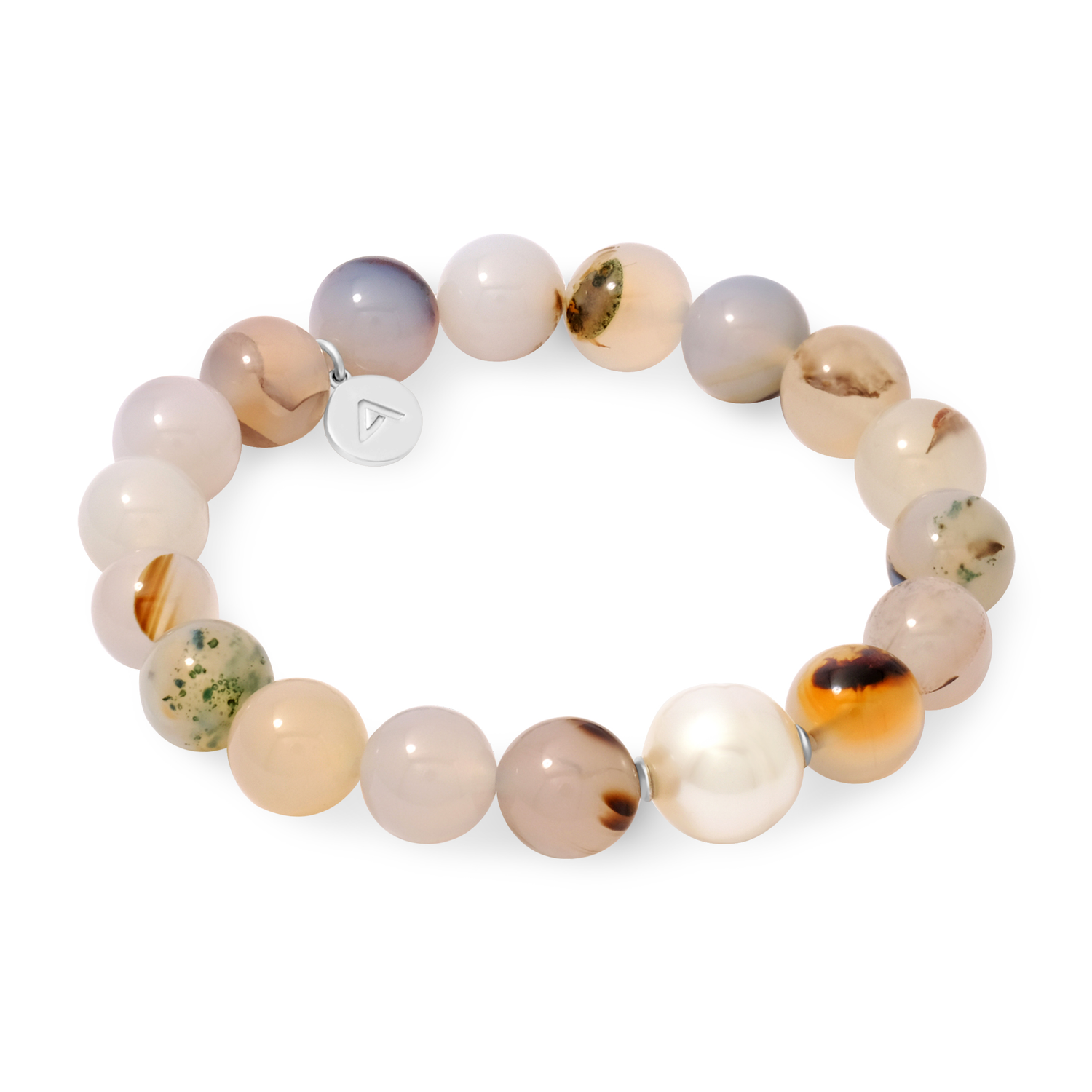 White Multicoloured beaded bracelet on a white background