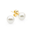 These 18K Yellow Gold Keshi Pearl earrings feature South Sea pearls in sizes 04mm, 05mm, or 06mm. Keshi pearls are irregularly shaped, creating a unique and delicate appearance. The natural process of their creation involves the oyster rejecting the nucleus, yet still producing these beautiful, small, solid pearls in a soft white hue