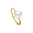 This simple and classic 18K Yellow Gold ring features a 10mm Flat Button South Sea pearl. Available in US sizes 6, 7, and 8, it is also offered in 18K White and Rose gold. The timeless design is perfect for those seeking a sophisticated pearl accessory.