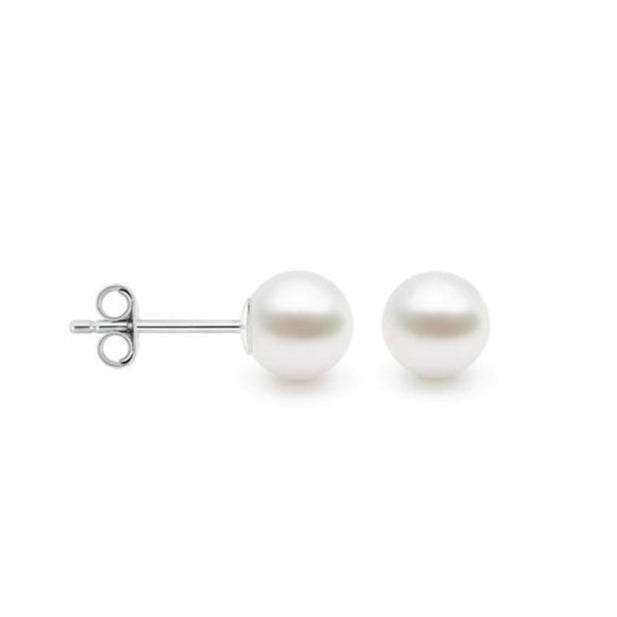 The Small Round Studs feature 08/07mm South Sea pearls in an unround (UR) shape, set in Sterling Silver. These earrings offer a clean, simple, and classic design with a subtle elegance. The pearls are white and graded as C, making them a versatile addition to any jewelry collection.