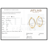 Atlas Pearls earring packaging with product details and authenticity certificate.